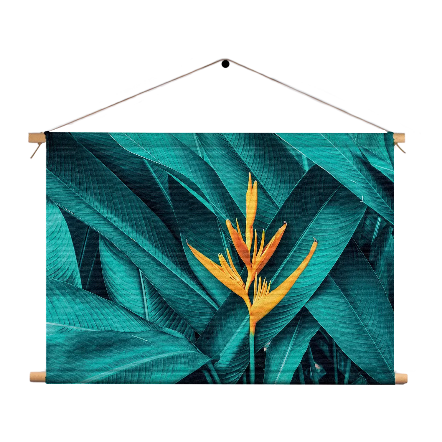 Textielposter Gele bloem in een blauw bladerdeken Rechthoek Horizontaal Template TP 50 70 Horizontaal Natuur 91 1