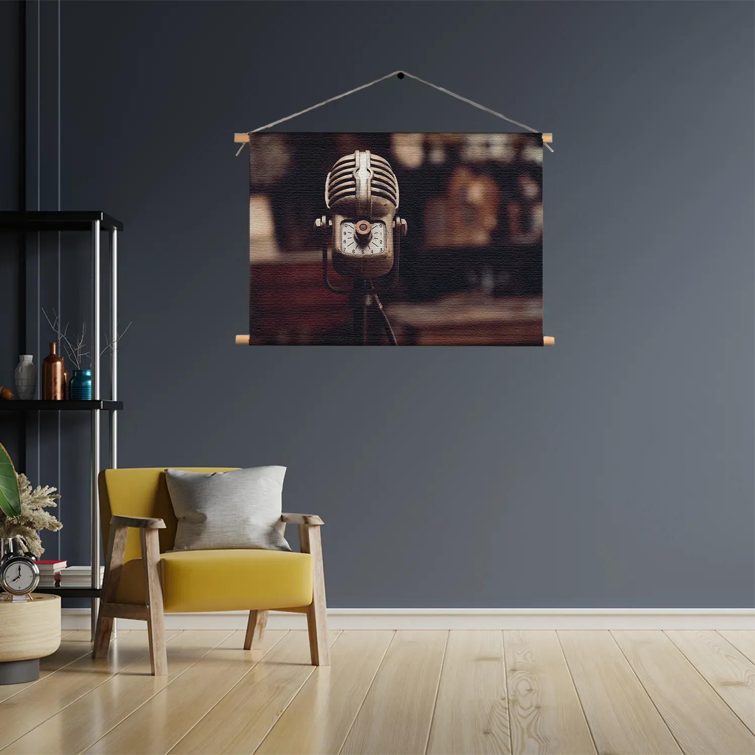 Textielposter Old School Microfoon Rechthoek Horizontaal Template TP 50 70 Horizontaal Retro 14 3