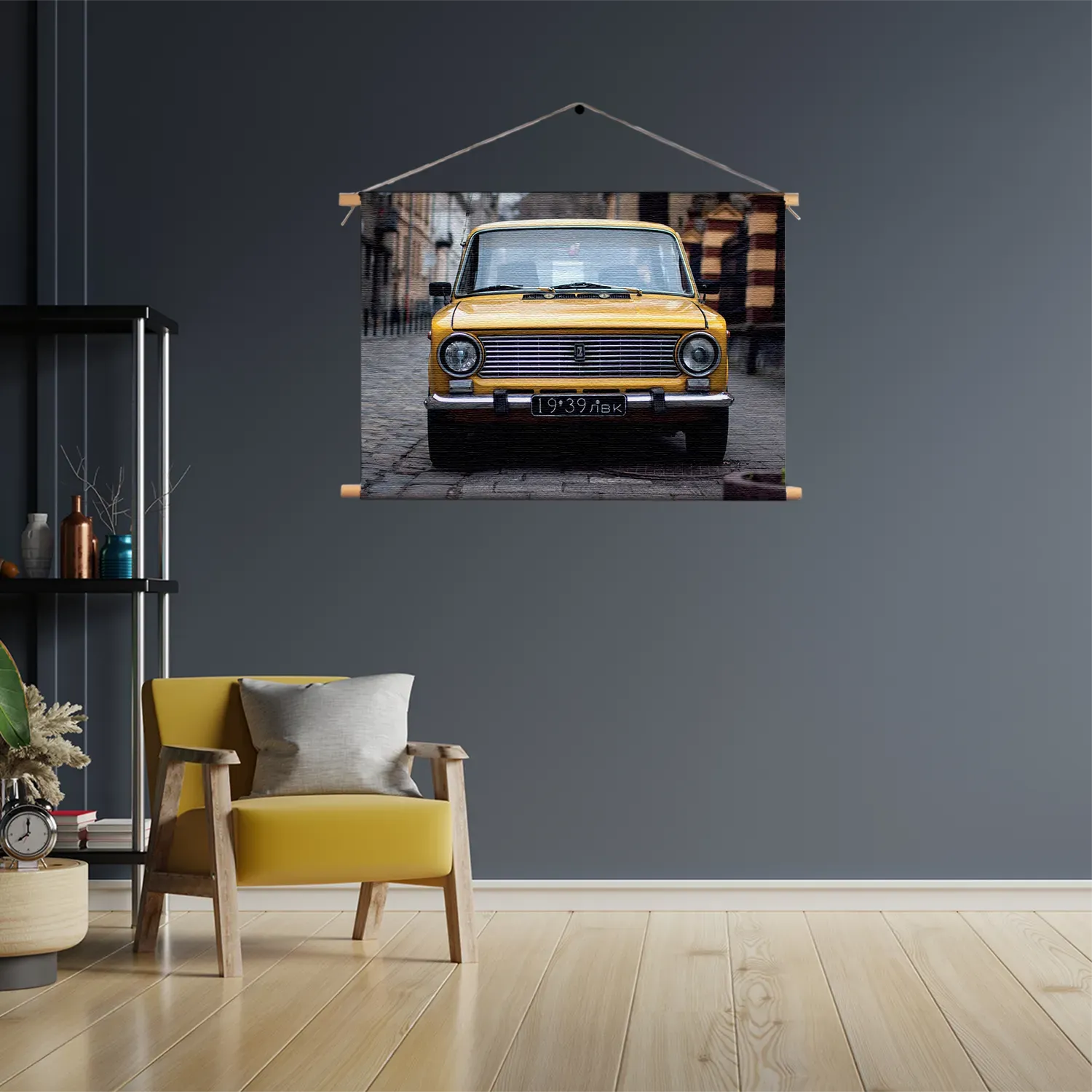 Textielposter Old School Gele Taxi 01 Rechthoek Horizontaal Template TP 50 70 Horizontaal Retro 7 3
