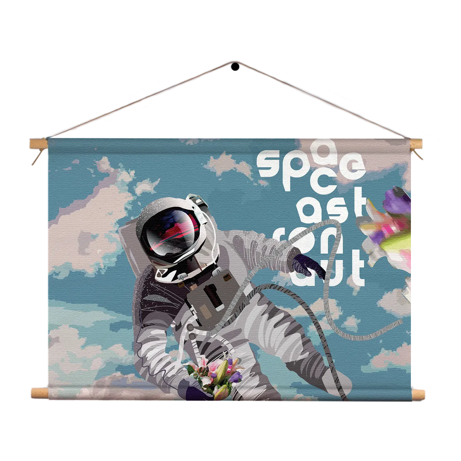 Textielposter Astronaut in de ruimte Rechthoek Horizontaal Template TP 50 70 Horizontaal Ruimtevaart 11 1