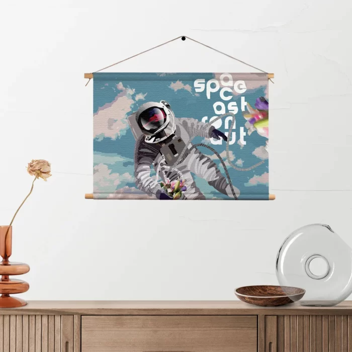 Textielposter Astronaut in de ruimte Rechthoek Horizontaal Template TP 50 70 Horizontaal Ruimtevaart 11 2