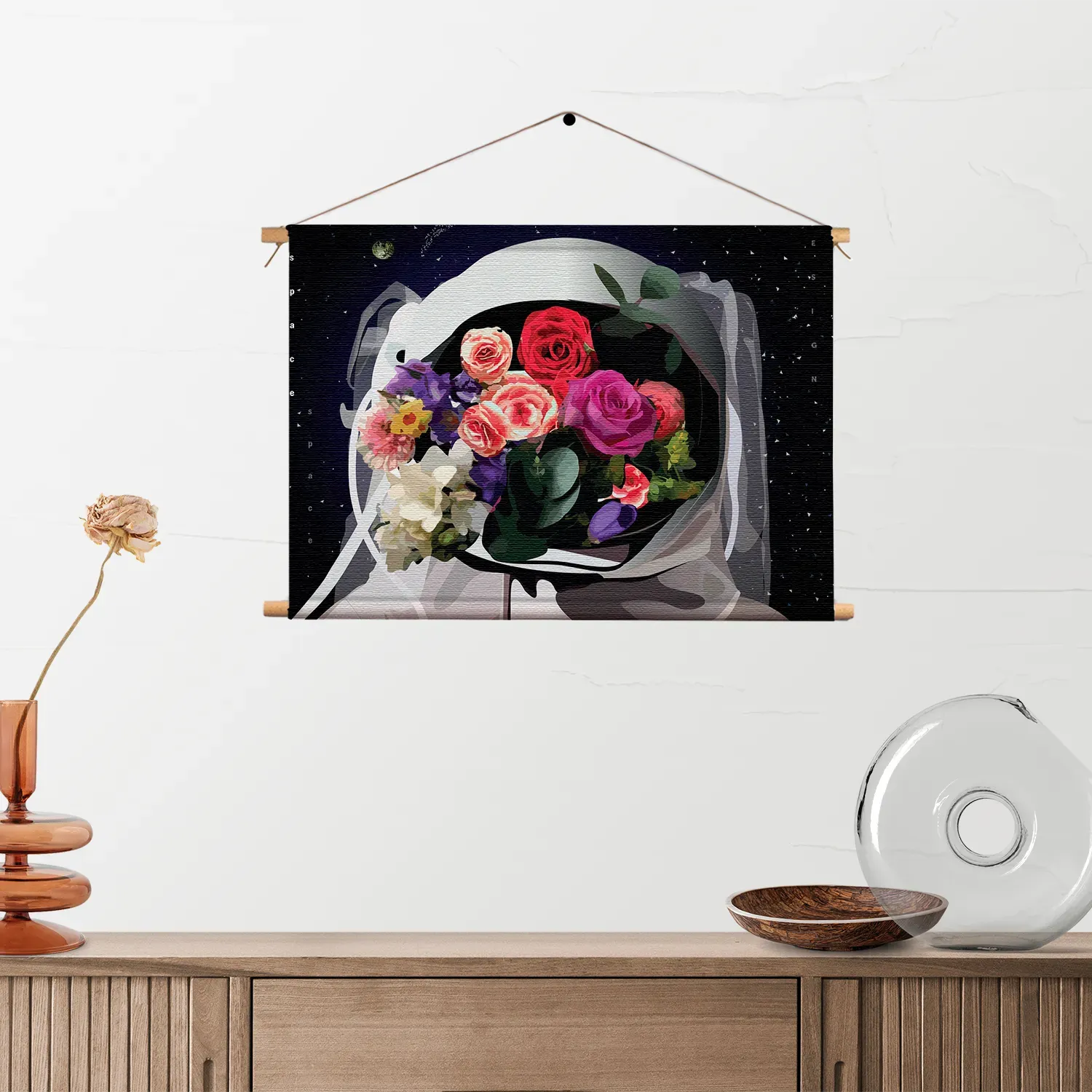 Textielposter The love astronaut Rechthoek Horizontaal Template TP 50 70 Horizontaal Ruimtevaart 12 2