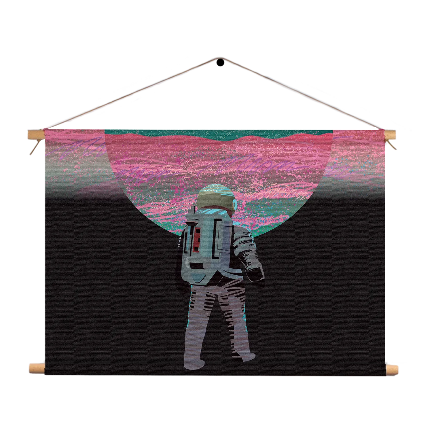 Textielposter Retro austronaut Rechthoek Horizontaal Template TP 50 70 Horizontaal Ruimtevaart 17 1