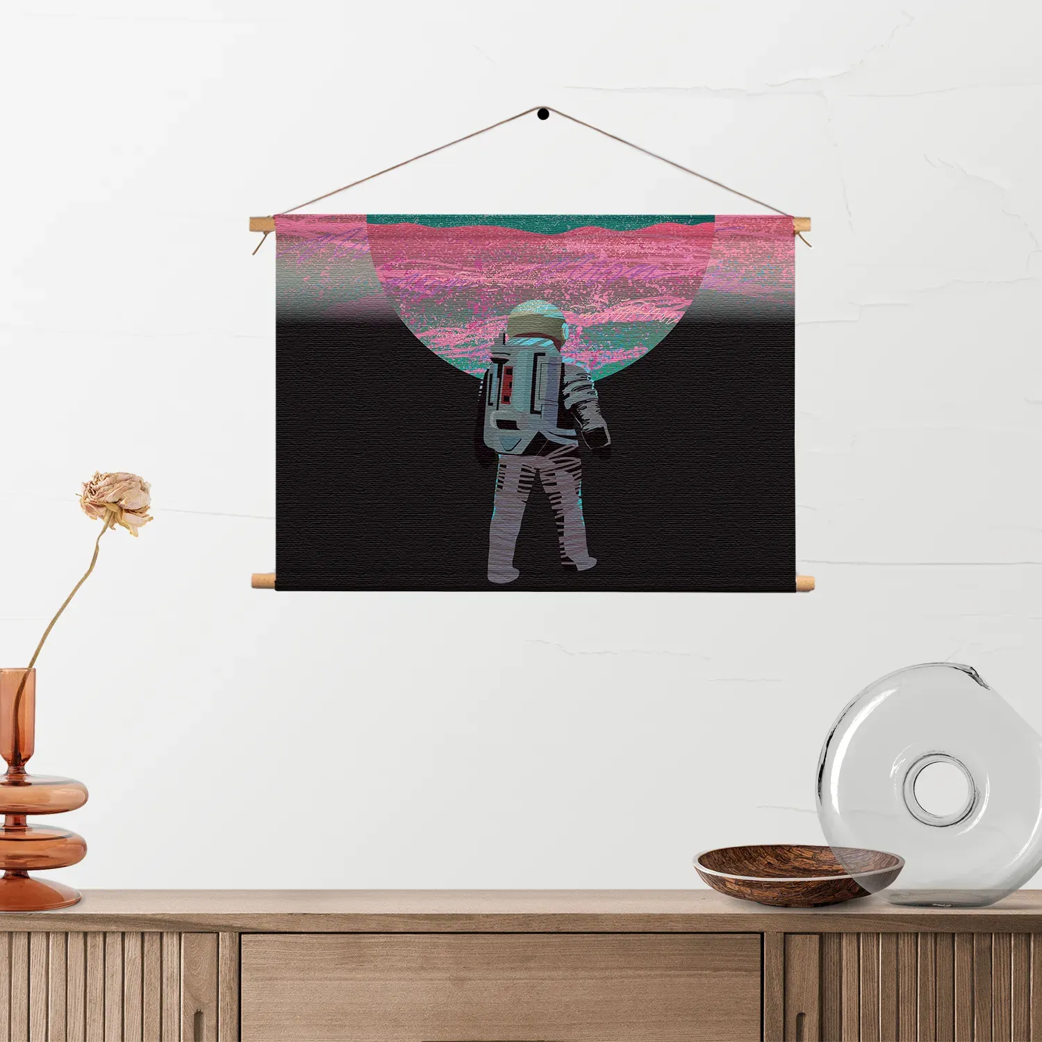 Textielposter Retro austronaut Rechthoek Horizontaal Template TP 50 70 Horizontaal Ruimtevaart 17 2