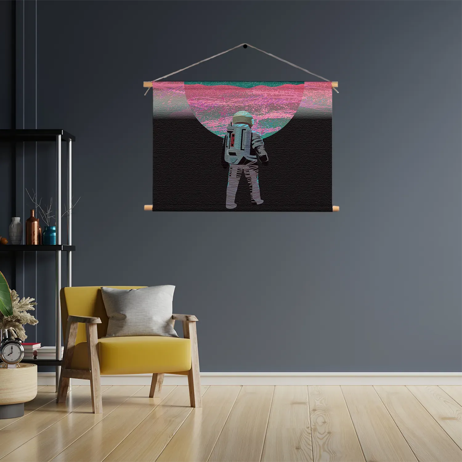 Textielposter Retro austronaut Rechthoek Horizontaal Template TP 50 70 Horizontaal Ruimtevaart 17 3