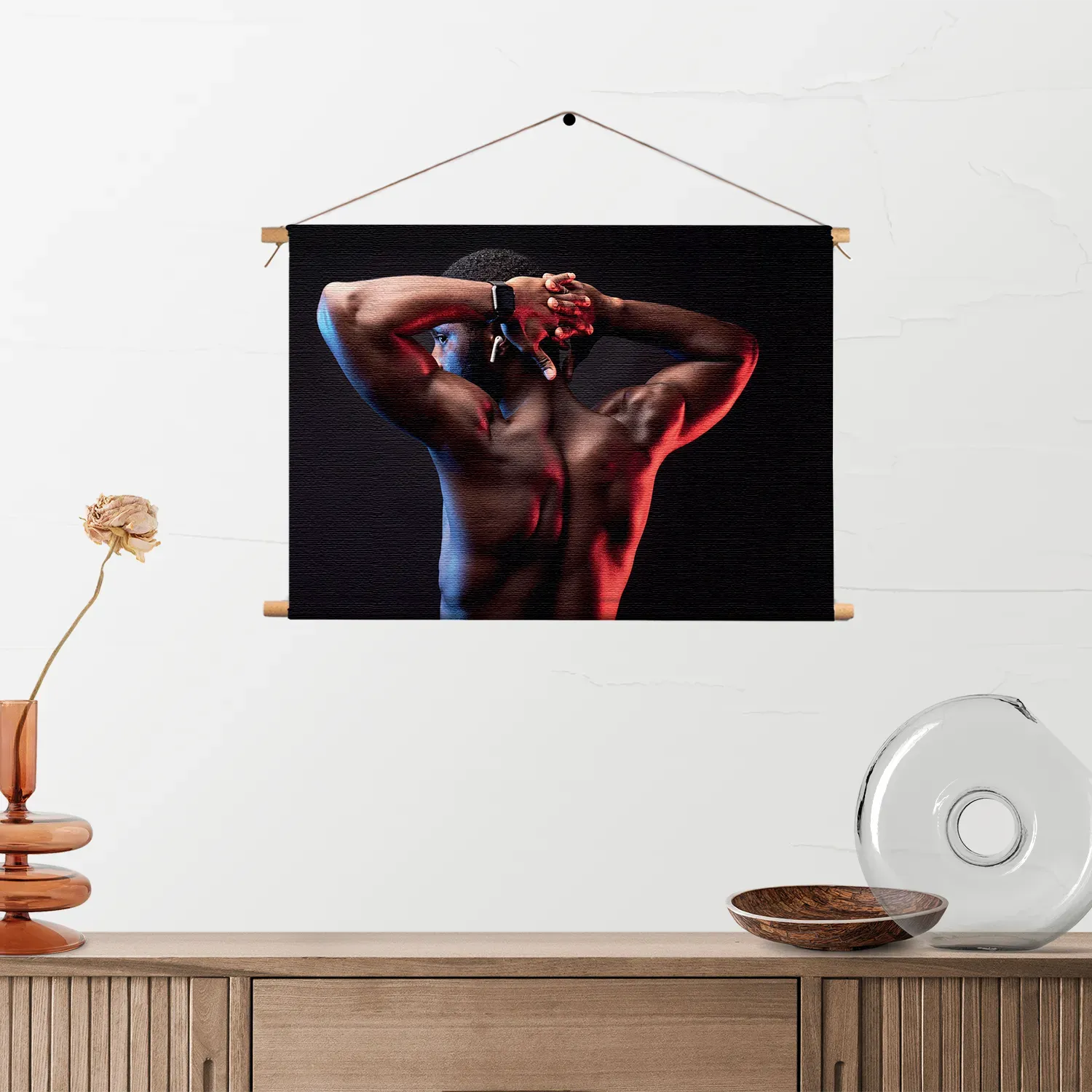 Textielposter Sportieve Donkere Man Rechthoek Horizontaal Template TP 50 70 Horizontaal Sport 19 2