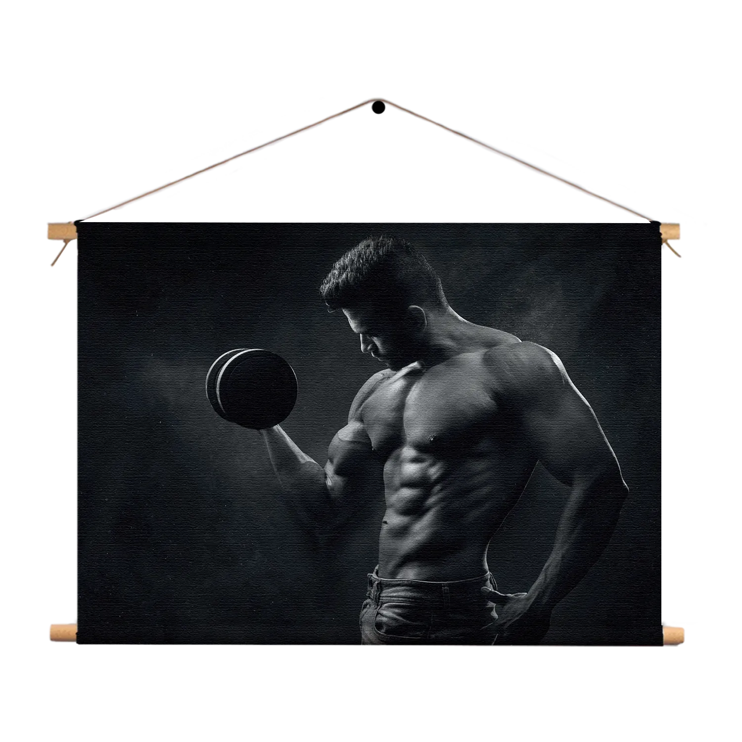 Textielposter Sexy Man Heft Gewicht Met Halter Rechthoek Horizontaal Template TP 50 70 Horizontaal Sport 2 1