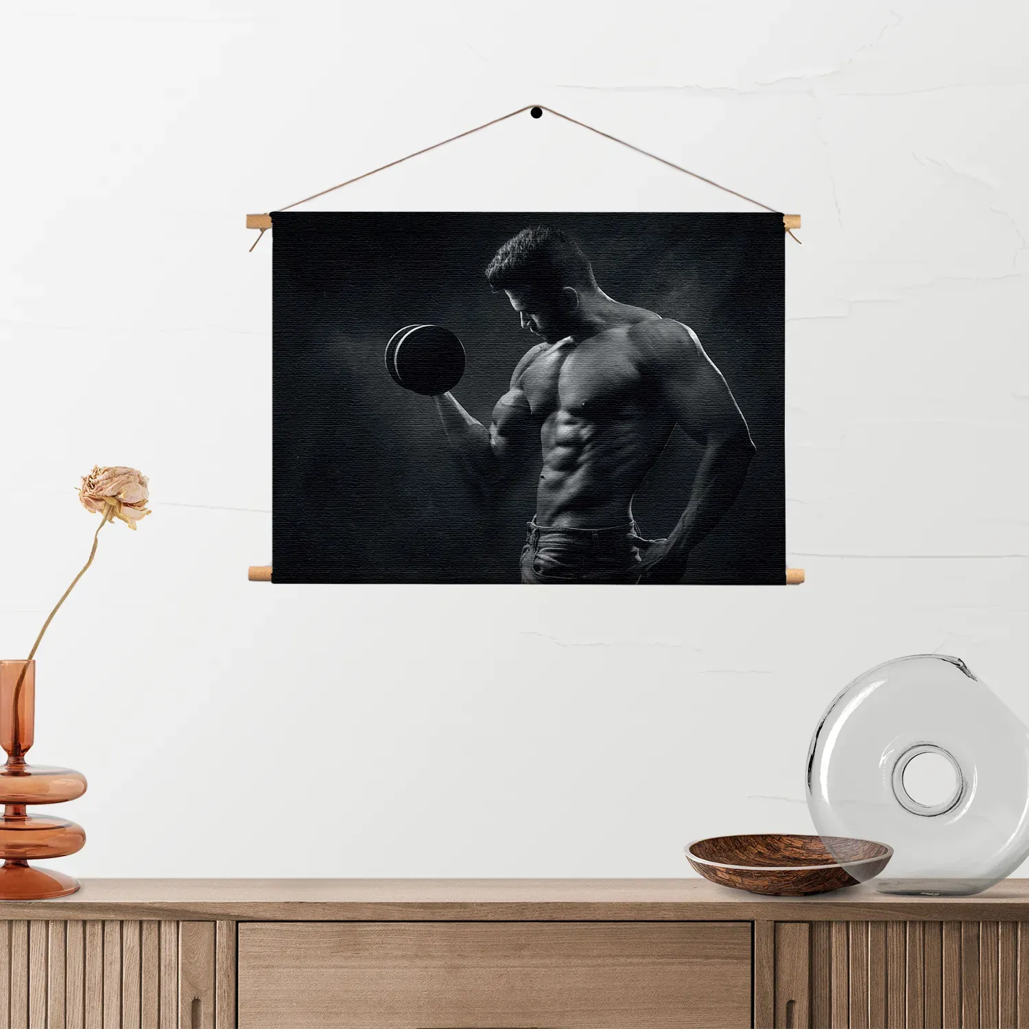 Textielposter Sexy Man Heft Gewicht Met Halter Rechthoek Horizontaal Template TP 50 70 Horizontaal Sport 2 2