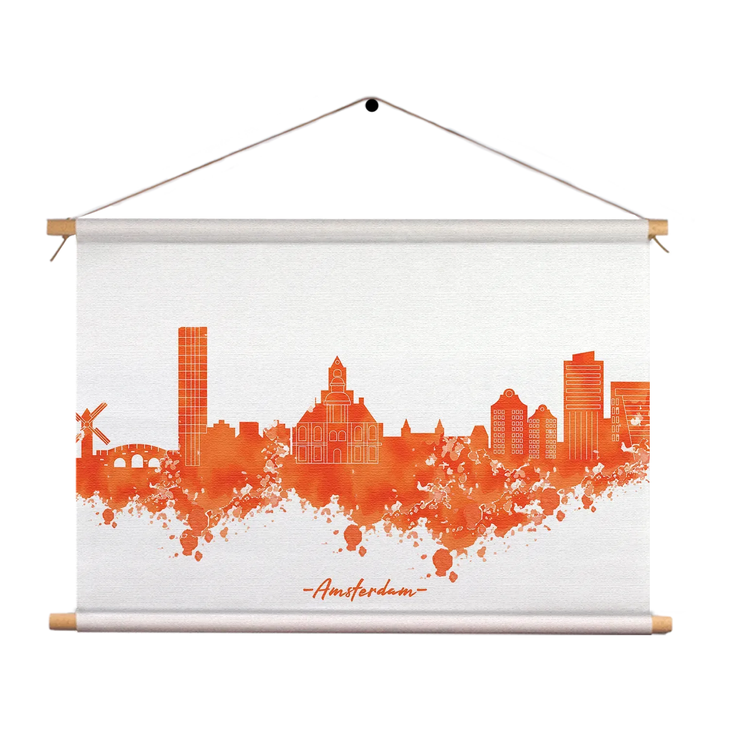 Textielposter Skyline Amsterdam Watercolor Paint Rechthoek Horizontaal Template TP 50 70 Horizontaal Steden 1 1