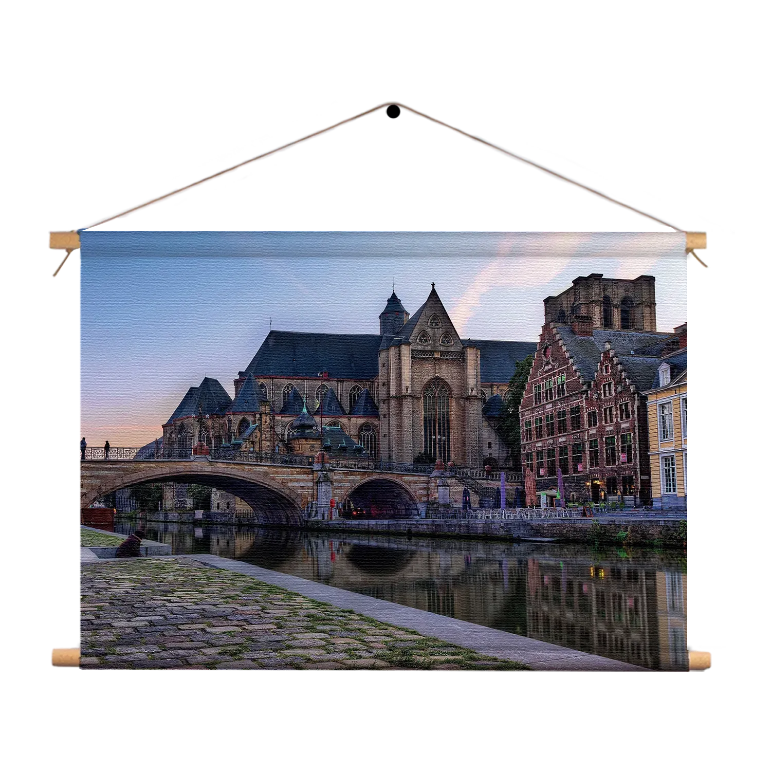 Textielposter Middeleeuwse Kathedraal en Brug Gent Rechthoek Horizontaal Template TP 50 70 Horizontaal Steden 100 1