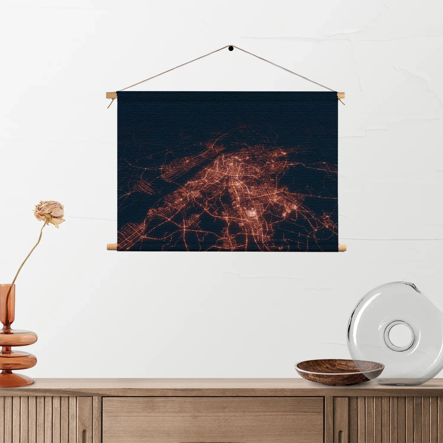 Textielposter Luchtfoto Nacht 02 Rechthoek Horizontaal Template TP 50 70 Horizontaal Steden 107 2