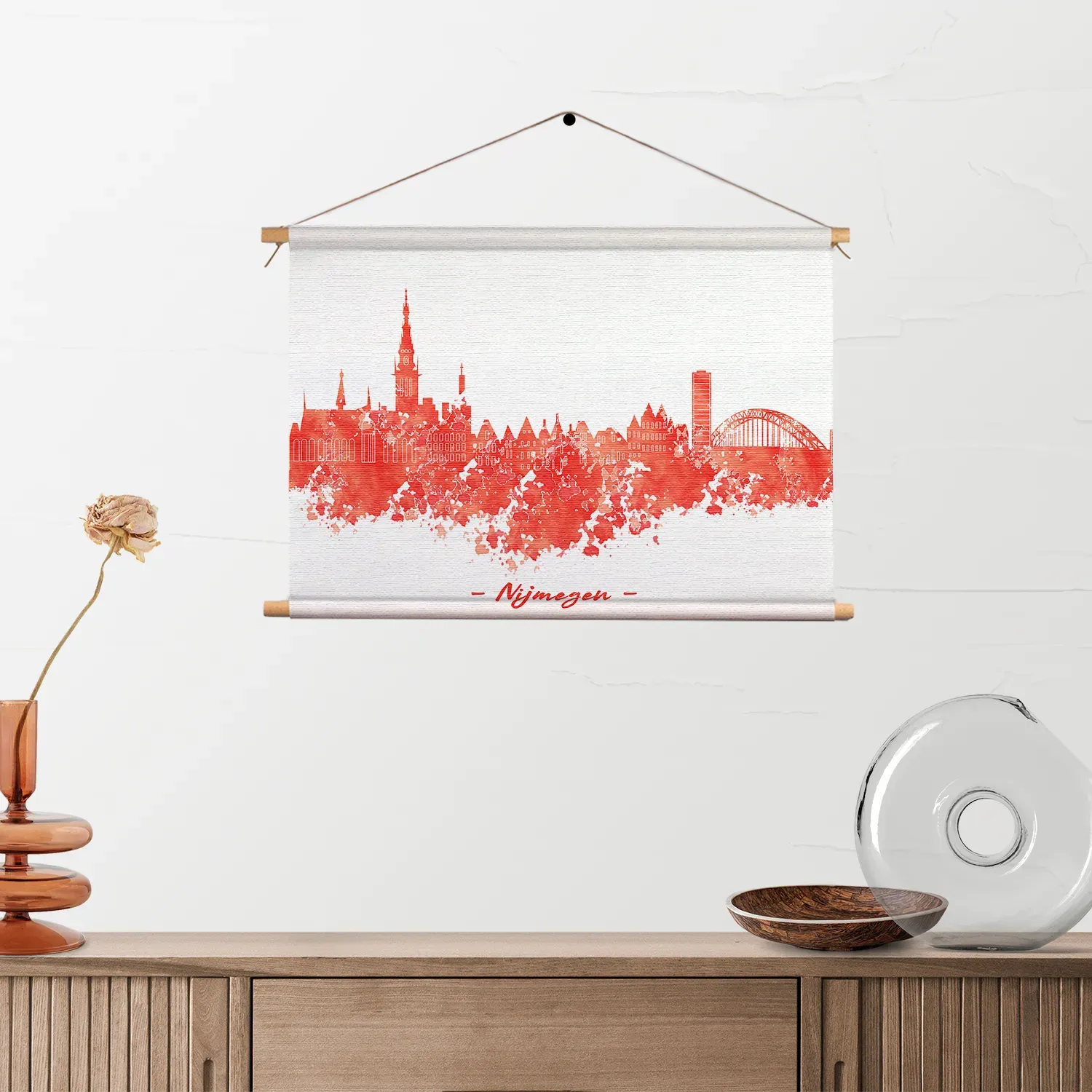Textielposter Skyline Nijmgen Watercolor Paint Rechthoek Horizontaal Template TP 50 70 Horizontaal Steden 12 2