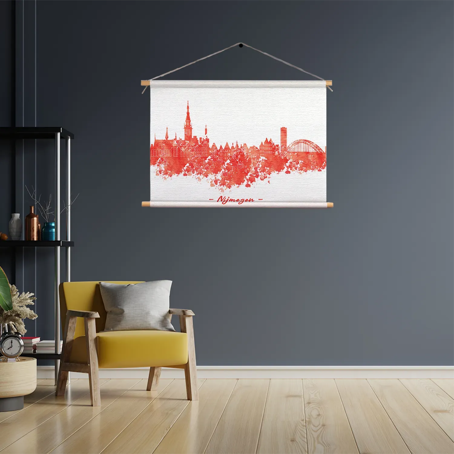 Textielposter Skyline Nijmgen Watercolor Paint Rechthoek Horizontaal Template TP 50 70 Horizontaal Steden 12 3
