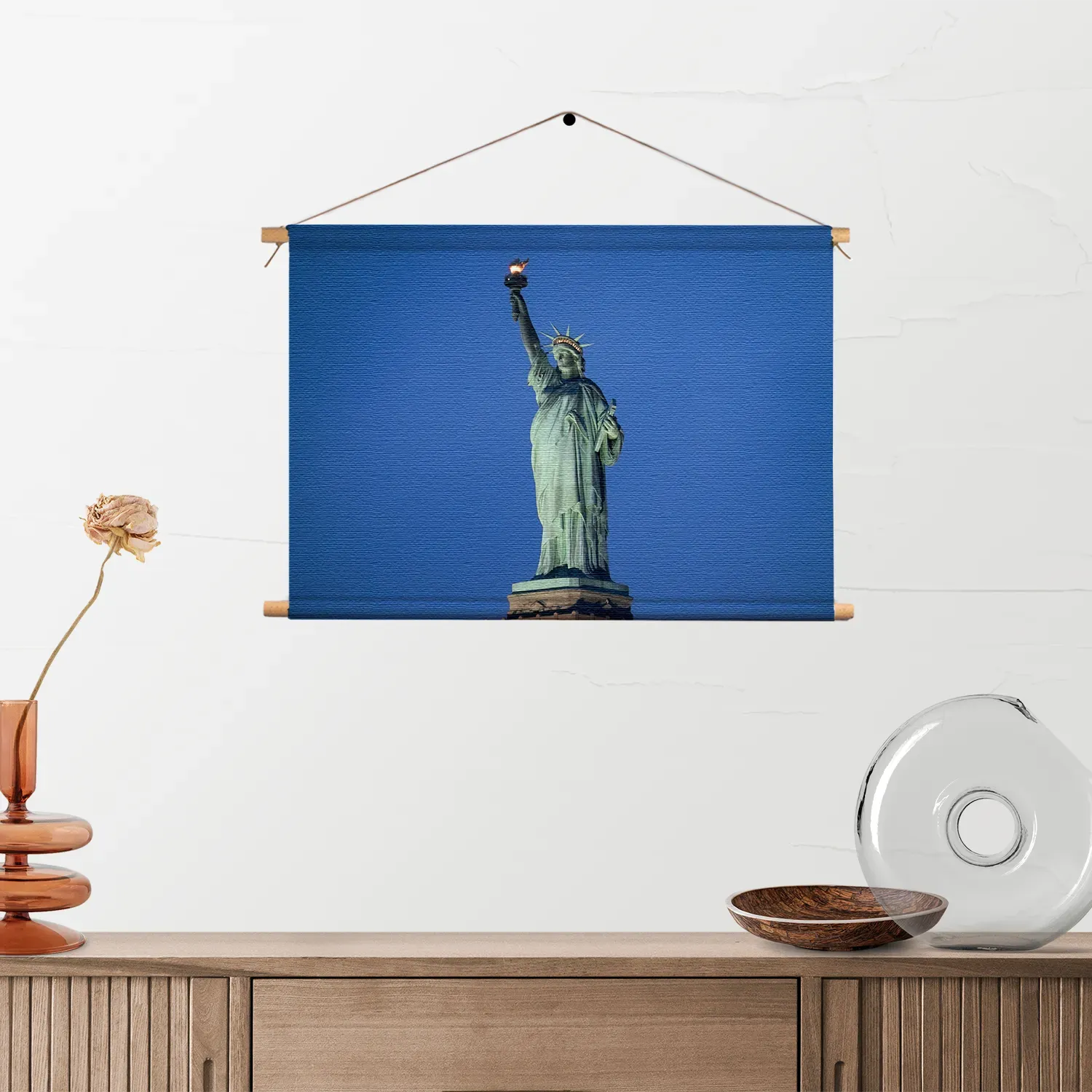 Textielposter Vrijheidsbeeld New York Donker 01 Rechthoek Horizontaal Template TP 50 70 Horizontaal Steden 18 2