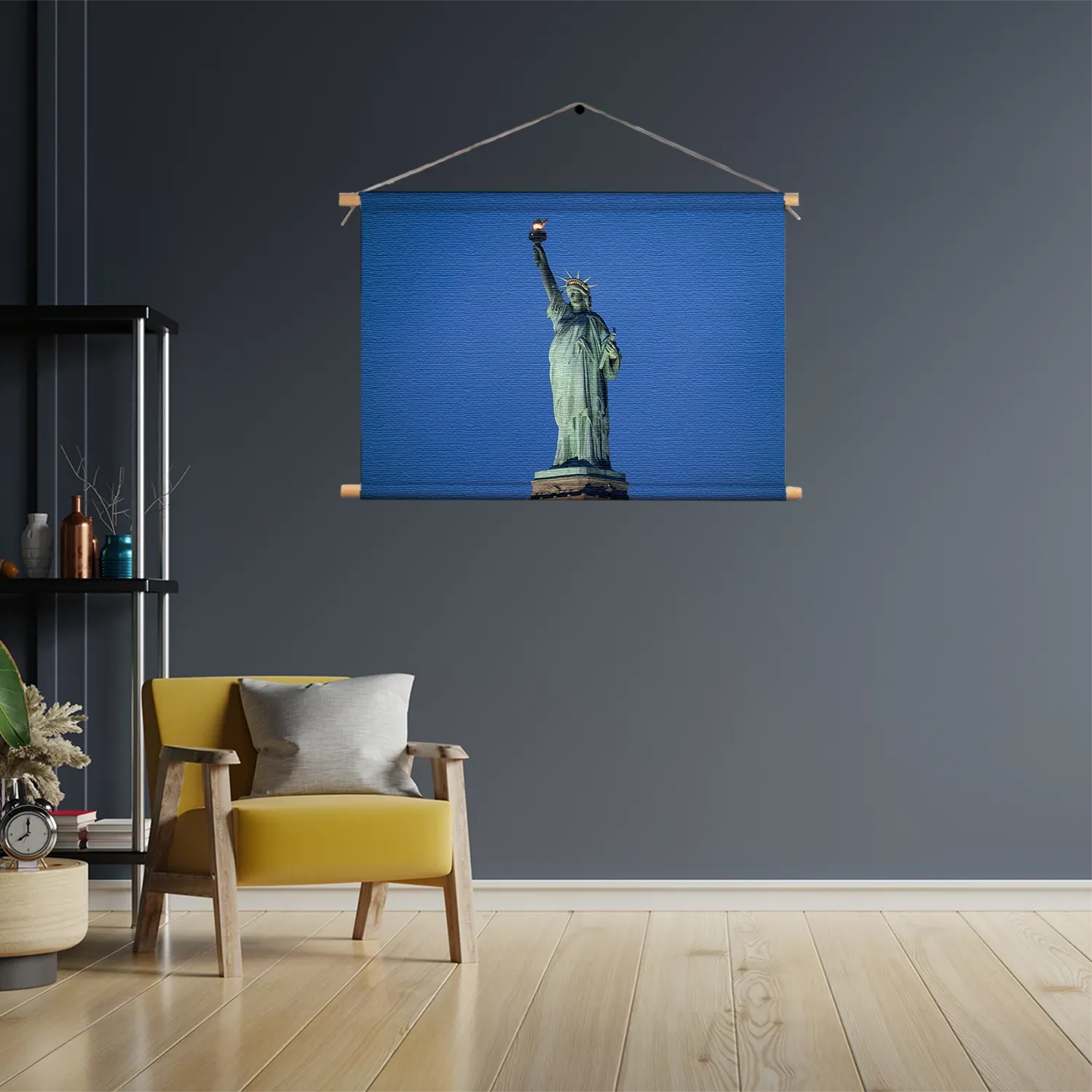 Textielposter Vrijheidsbeeld New York Donker 01 Rechthoek Horizontaal Template TP 50 70 Horizontaal Steden 18 3