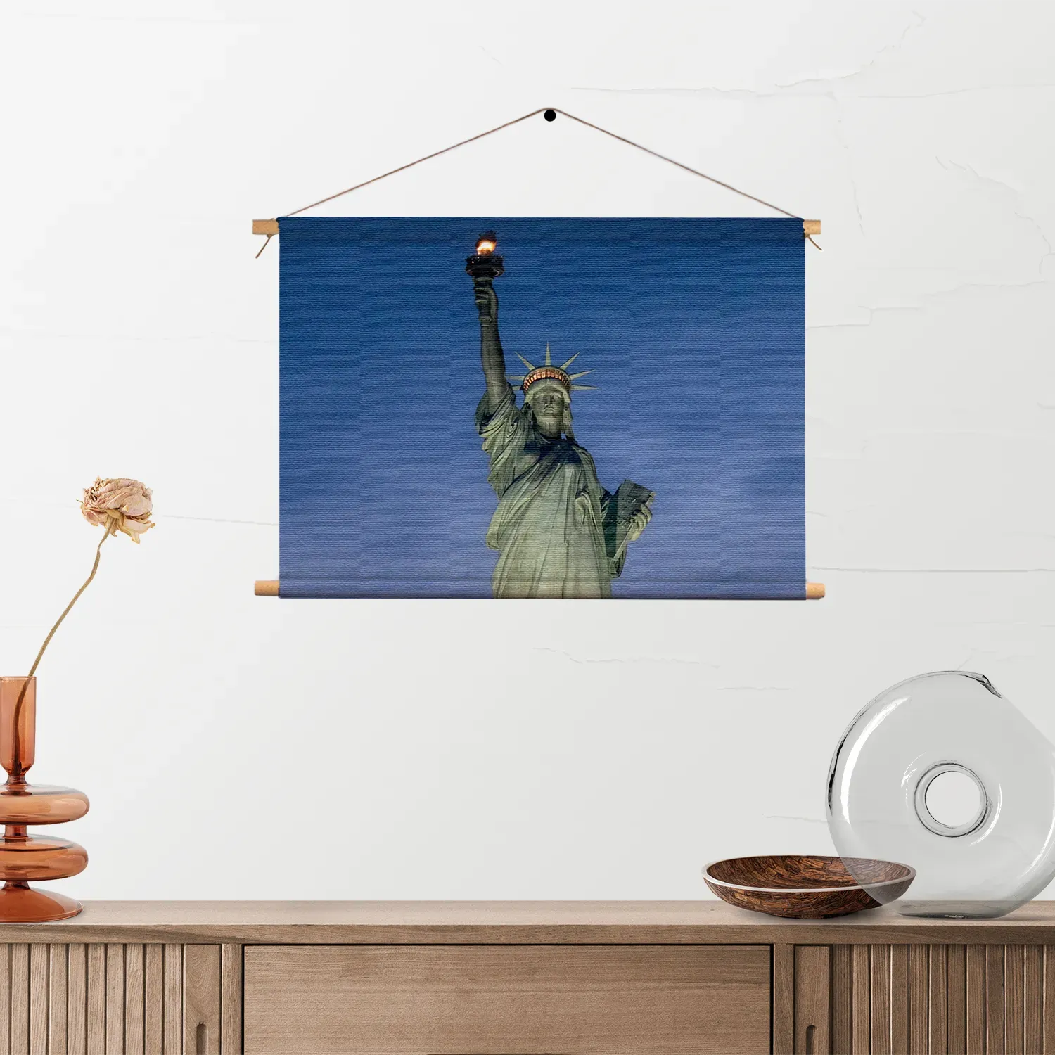 Textielposter Vrijheidsbeeld New York Donker 02 Rechthoek Horizontaal Template TP 50 70 Horizontaal Steden 19 2