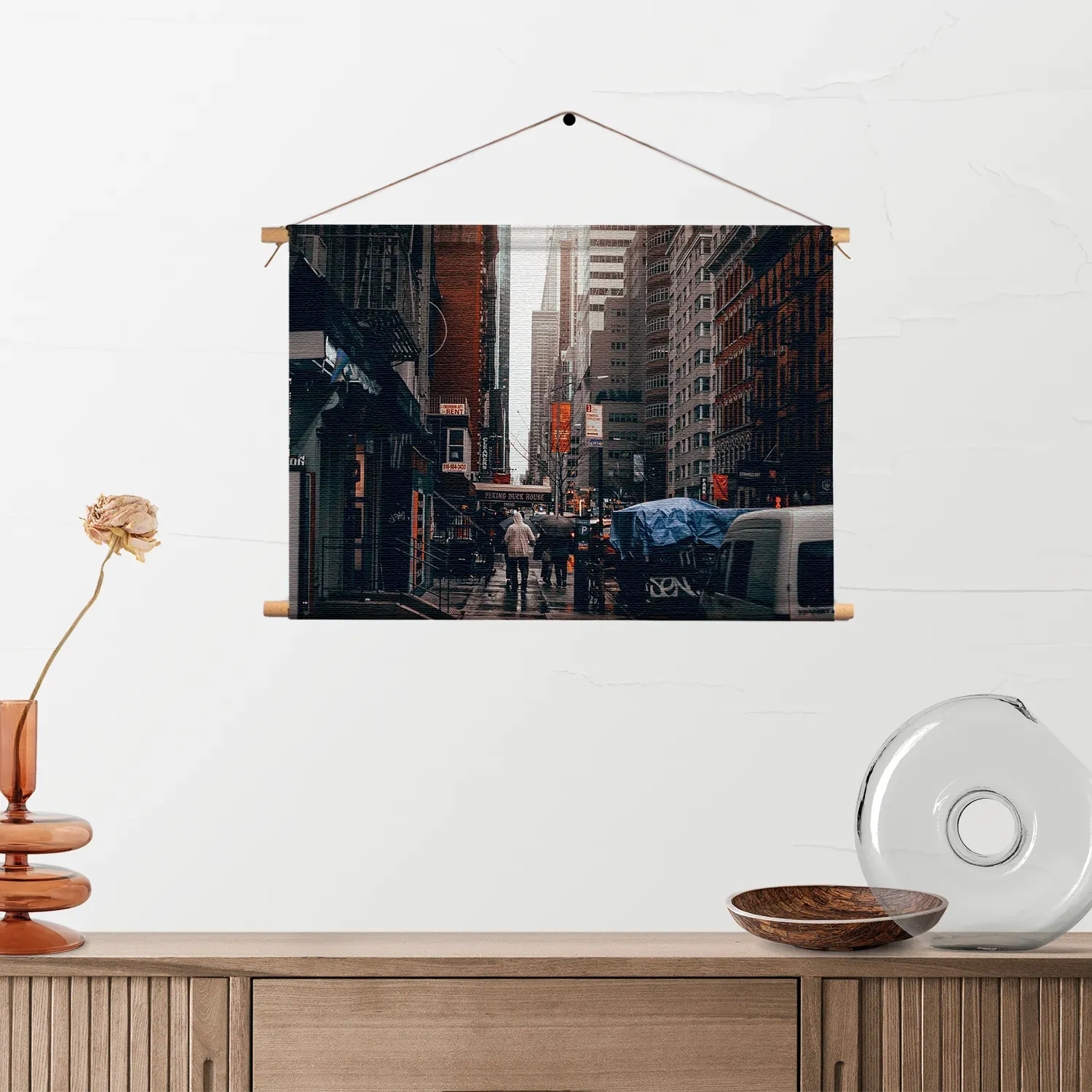 Textielposter New York Raining Day Rechthoek Horizontaal Template TP 50 70 Horizontaal Steden 27 2