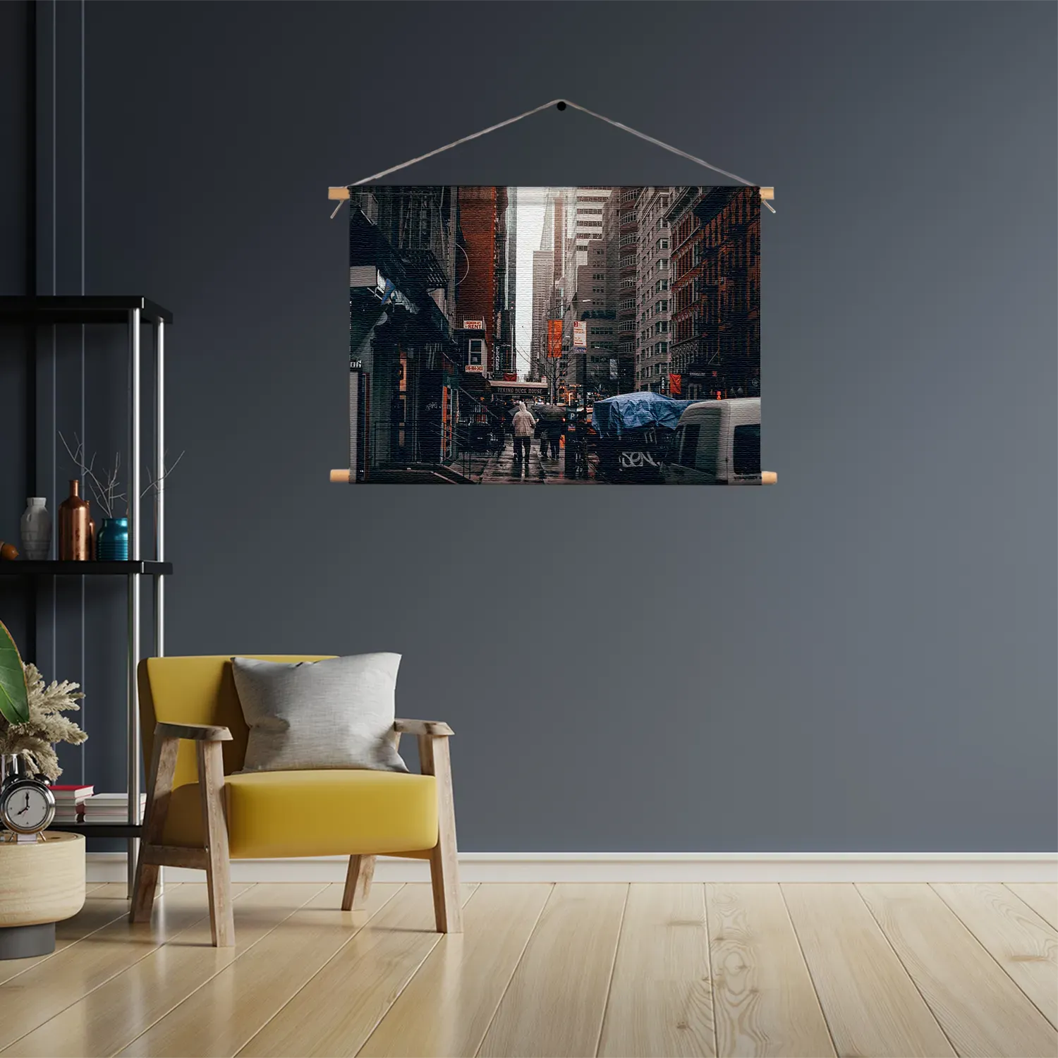 Textielposter New York Raining Day Rechthoek Horizontaal Template TP 50 70 Horizontaal Steden 27 3