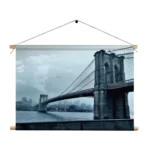 Textielposter Brooklyn Bridge New York Zwart Wit Rechthoek Horizontaal Template TP 50 70 Horizontaal Steden 28 1