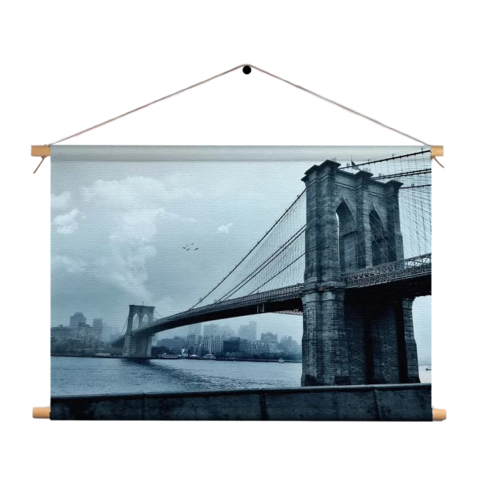 Textielposter Brooklyn Bridge New York Zwart Wit Rechthoek Horizontaal Template TP 50 70 Horizontaal Steden 28 1