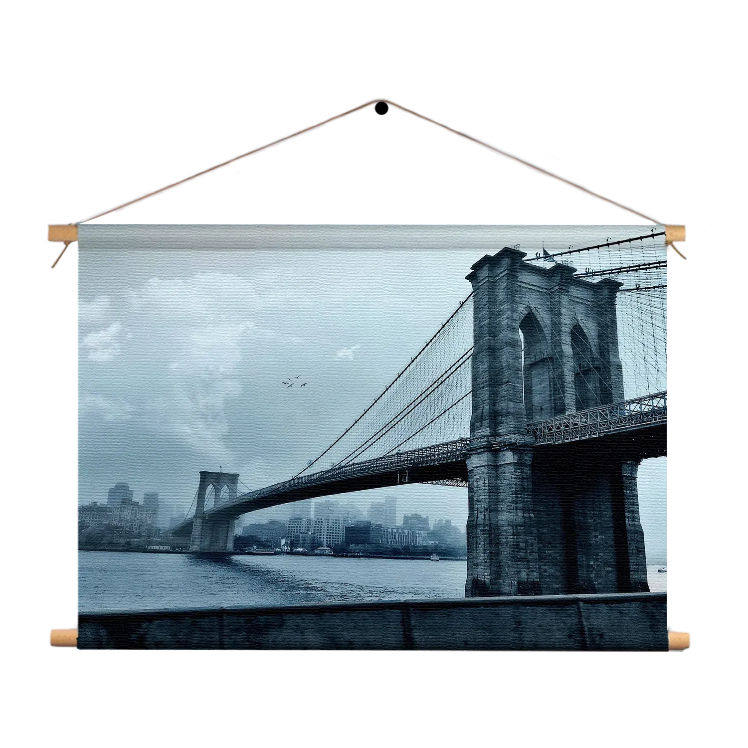Textielposter Brooklyn Bridge New York Zwart Wit Rechthoek Horizontaal Template TP 50 70 Horizontaal Steden 28 1