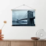 Textielposter Brooklyn Bridge New York Zwart Wit Rechthoek Horizontaal Template TP 50 70 Horizontaal Steden 28 2