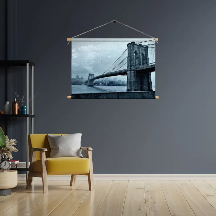 Textielposter Brooklyn Bridge New York Zwart Wit Rechthoek Horizontaal Template TP 50 70 Horizontaal Steden 28 3