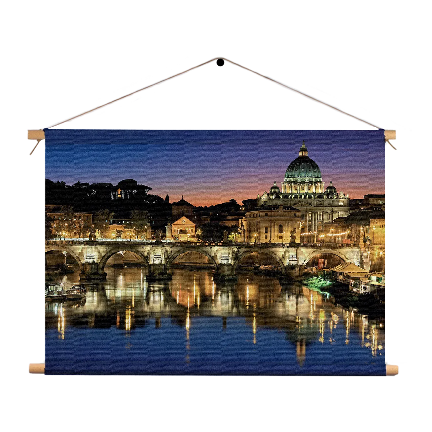 Textielposter Rivier Tiber Rome at Night Rechthoek Horizontaal Template TP 50 70 Horizontaal Steden 29 1