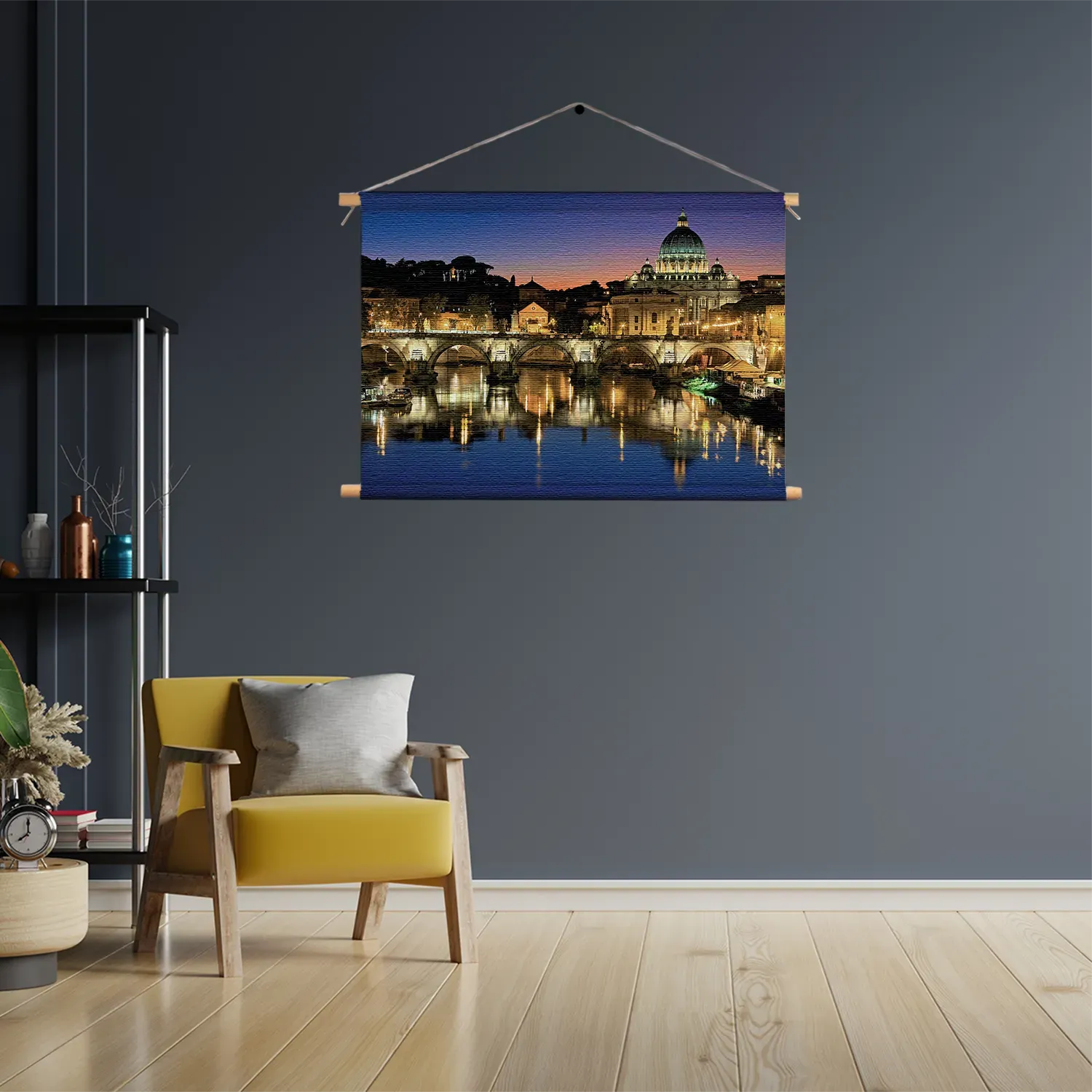 Textielposter Rivier Tiber Rome at Night Rechthoek Horizontaal Template TP 50 70 Horizontaal Steden 29 3