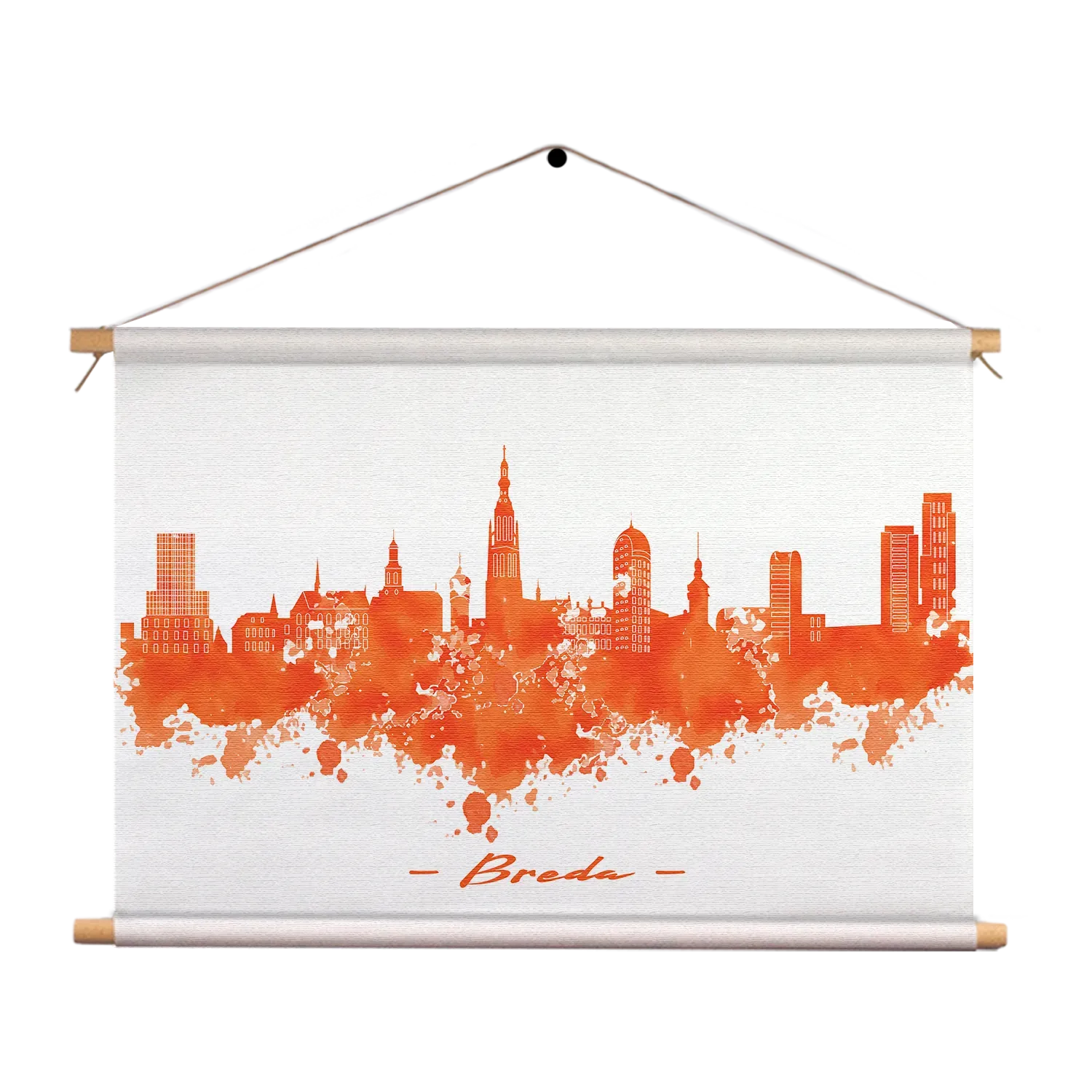 Textielposter Skyline Breda Watercolor Paint Rechthoek Horizontaal Template TP 50 70 Horizontaal Steden 3 1