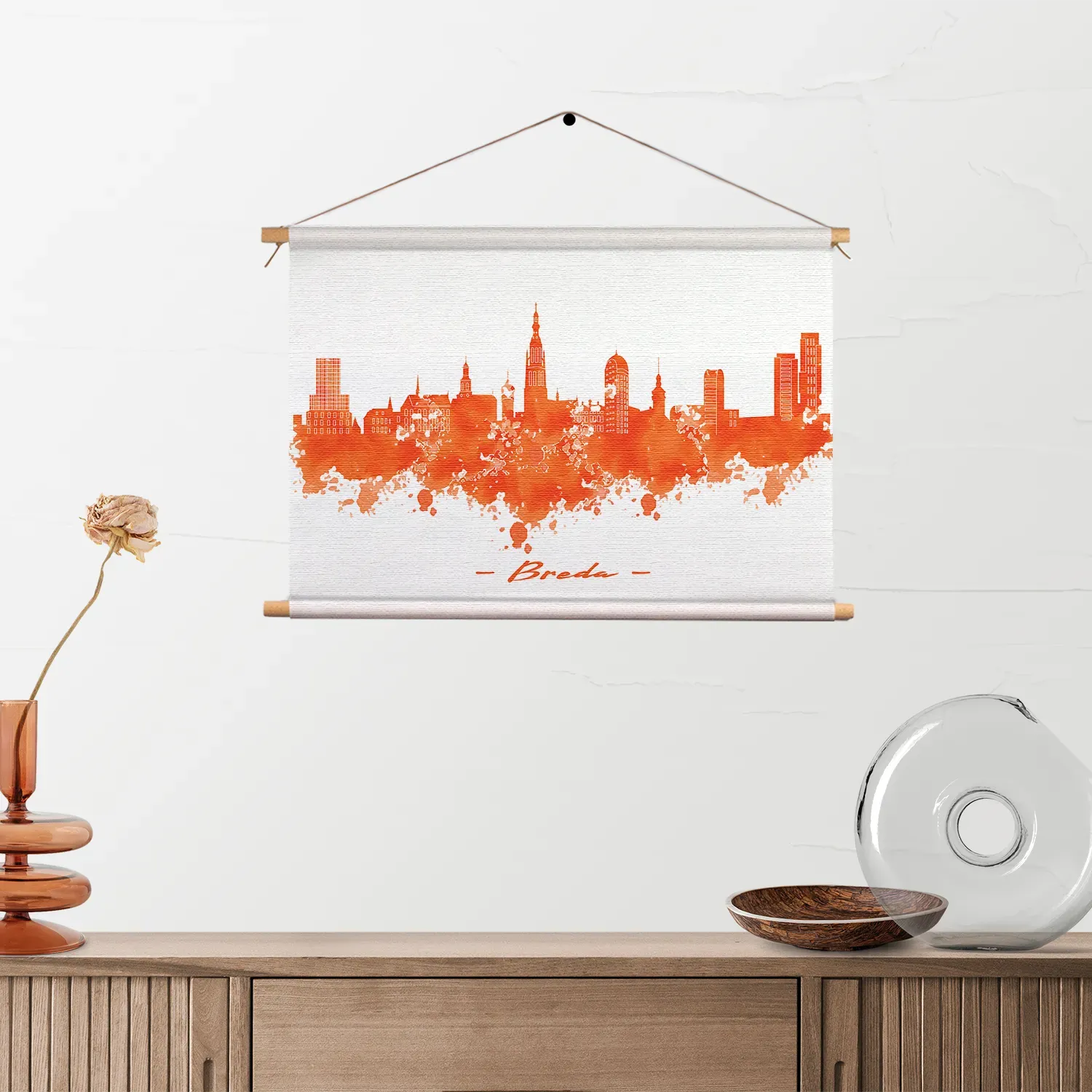 Textielposter Skyline Breda Watercolor Paint Rechthoek Horizontaal Template TP 50 70 Horizontaal Steden 3 2