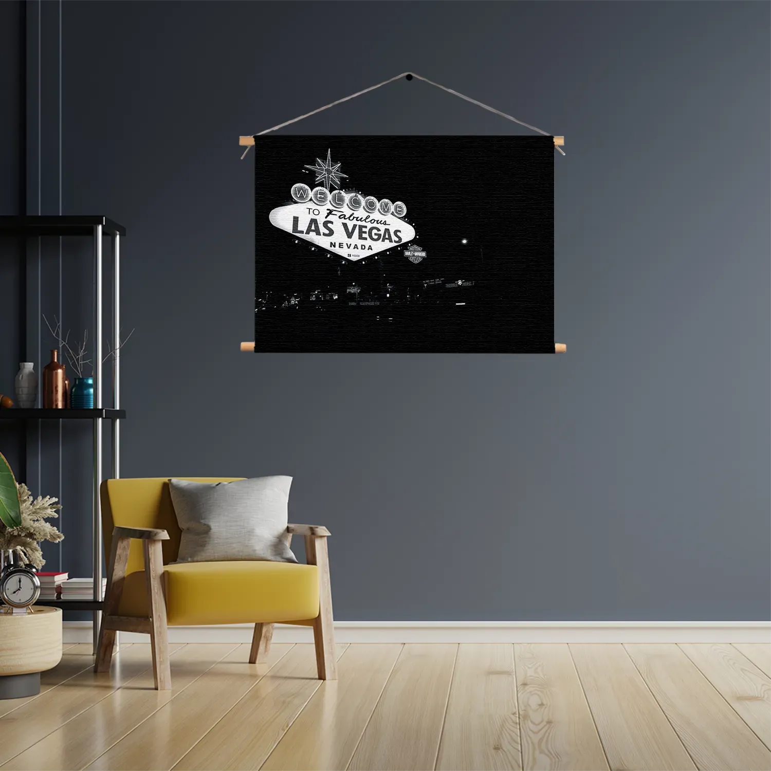 Textielposter Welcome to Fabulous Las Vegas Zwart Wit Rechthoek Horizontaal Template TP 50 70 Horizontaal Steden 30 3