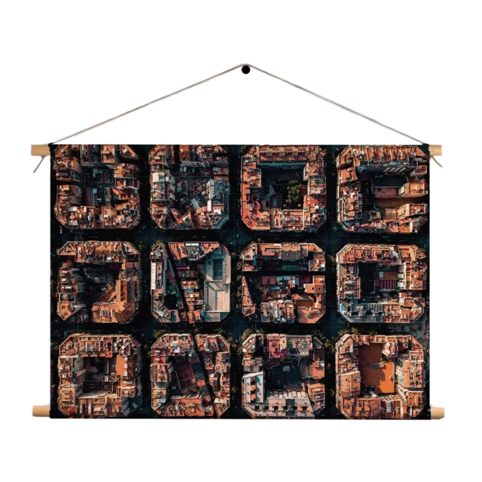 Textielposter Barcelona's Achtkantige Patronen Rechthoek Horizontaal Template TP 50 70 Horizontaal Steden 38 1