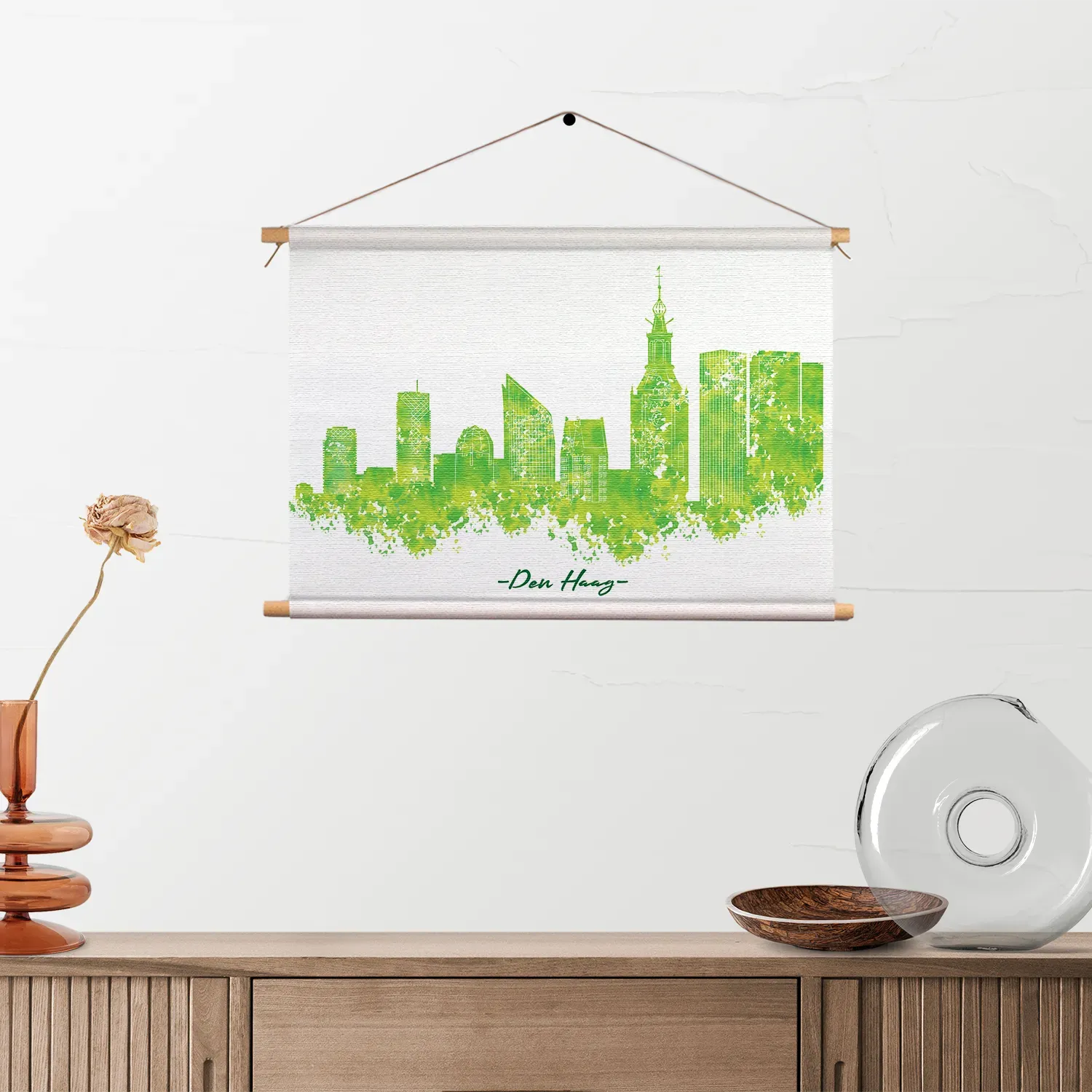 Textielposter Skyline Den Haag Watercolor Paint Rechthoek Horizontaal Template TP 50 70 Horizontaal Steden 5 2