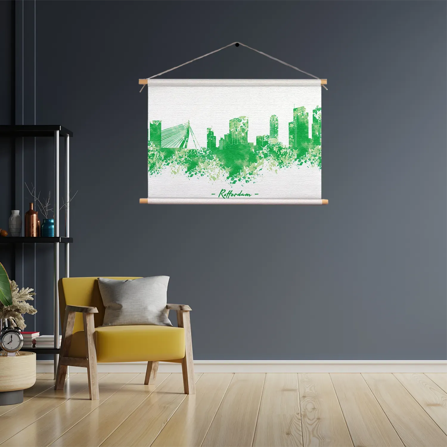 Textielposter Skyline Rotterdam Watercolor Paint Rechthoek Horizontaal Template TP 50 70 Horizontaal Steden 53 3