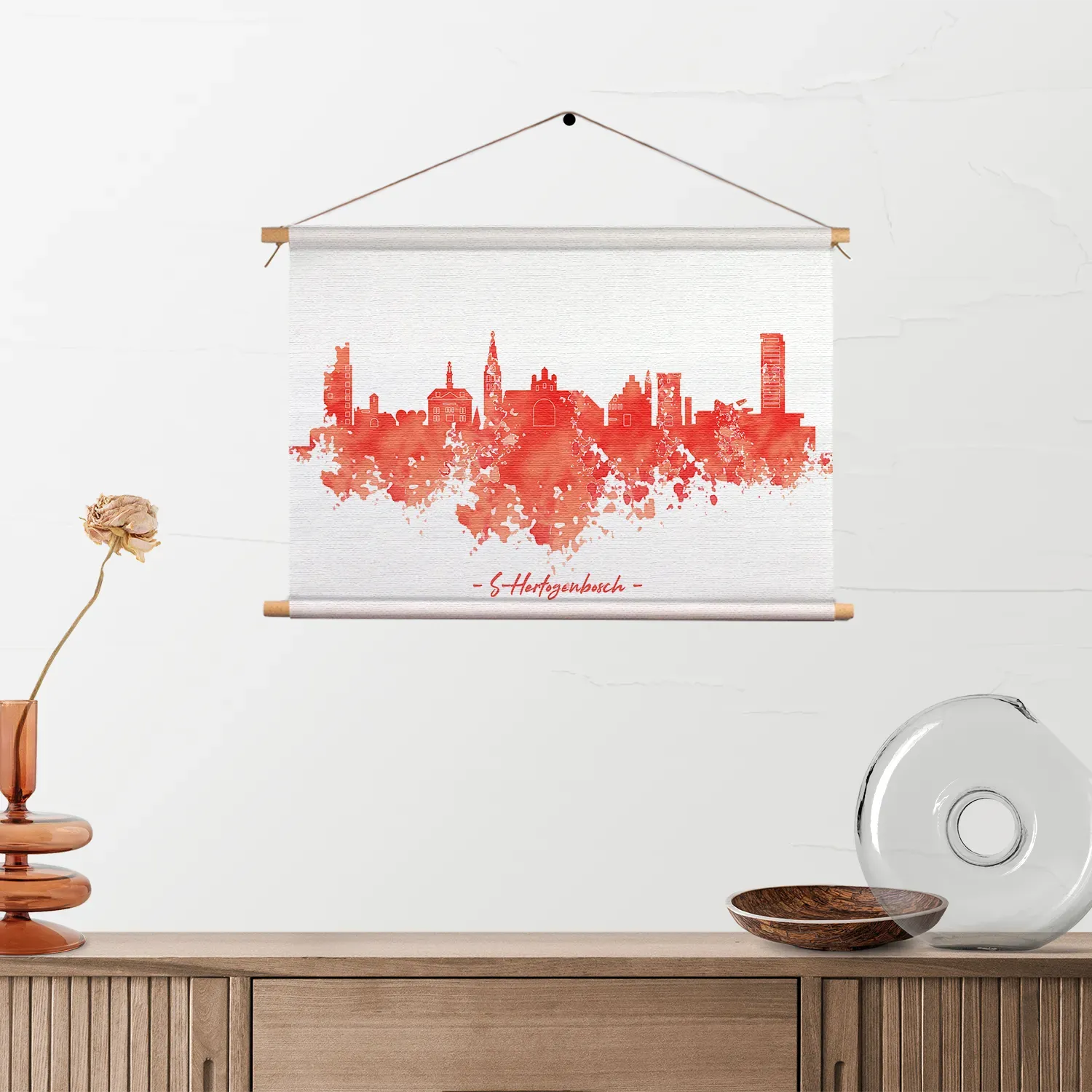 Textielposter Skyline 's-Hertogenbosch Watercolor Paint Rechthoek Horizontaal Template TP 50 70 Horizontaal Steden 54 2