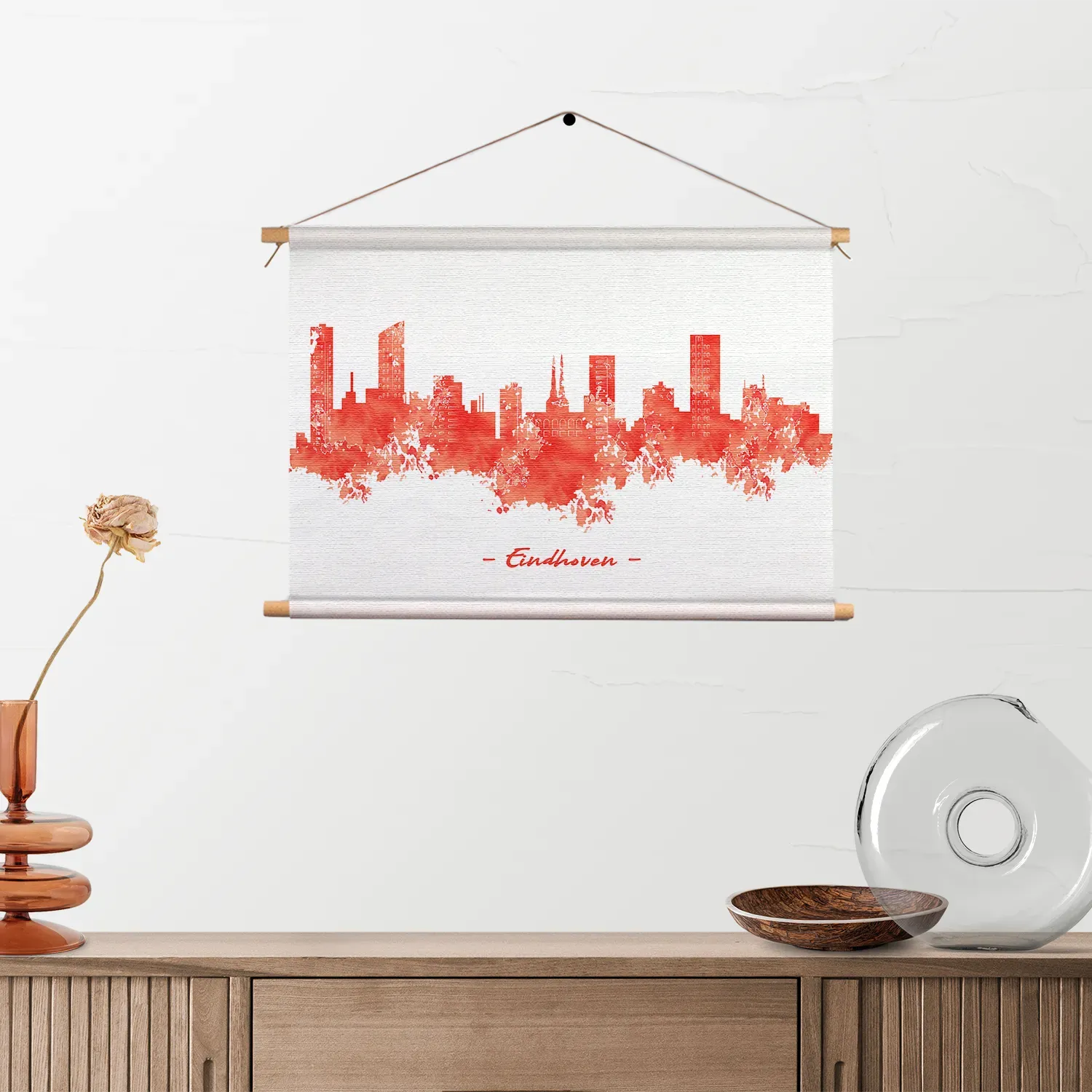 Textielposter Skyline Eindhoven Watercolor Paint Rechthoek Horizontaal Template TP 50 70 Horizontaal Steden 6 2
