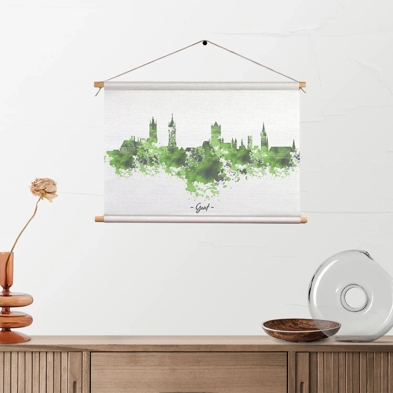 Textielposter Skyline Gent Watercolor Paint Rechthoek Horizontaal Template TP 50 70 Horizontaal Steden 7 2