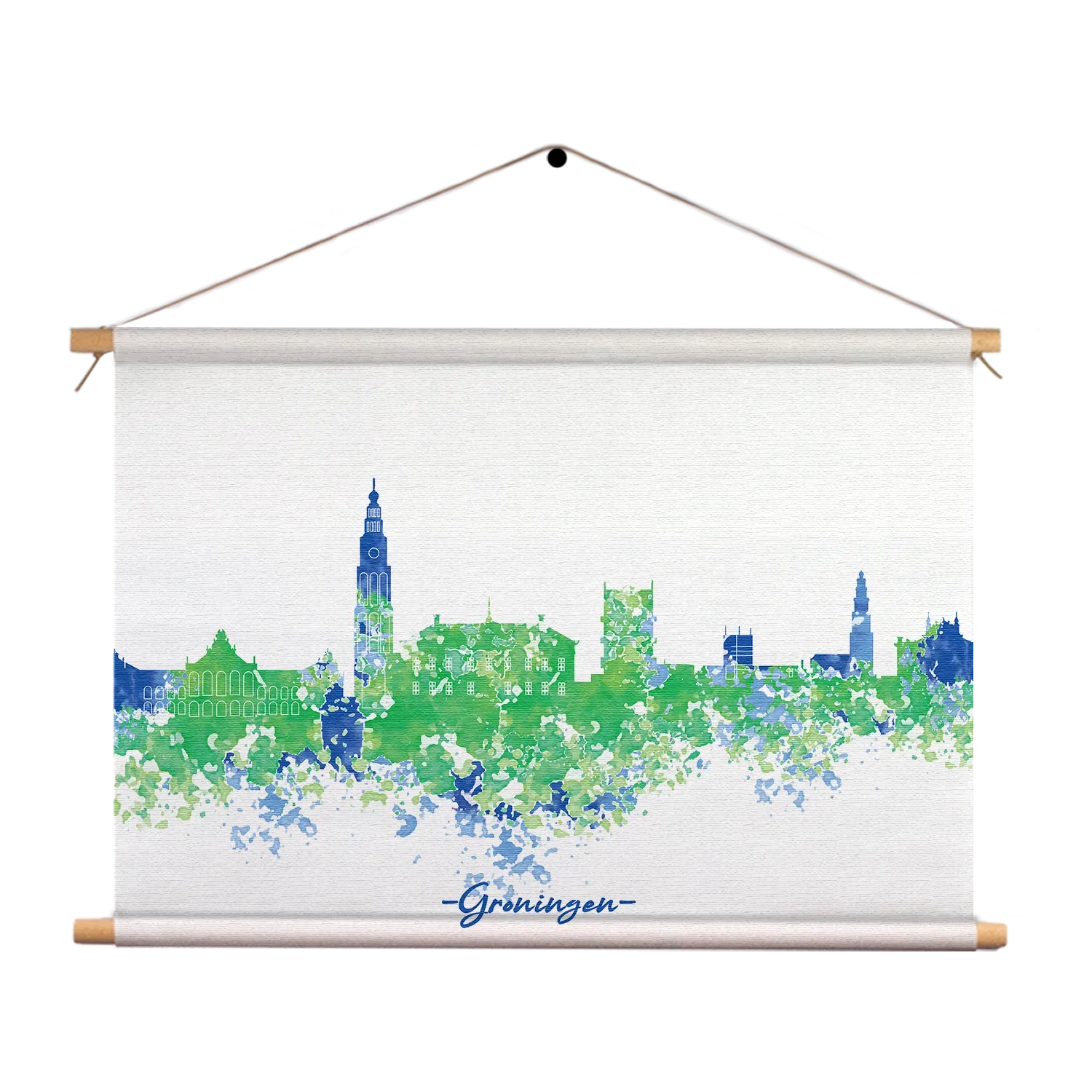 Textielposter Skyline Groningen Watercolor Paint Rechthoek Horizontaal Template TP 50 70 Horizontaal Steden 8 1