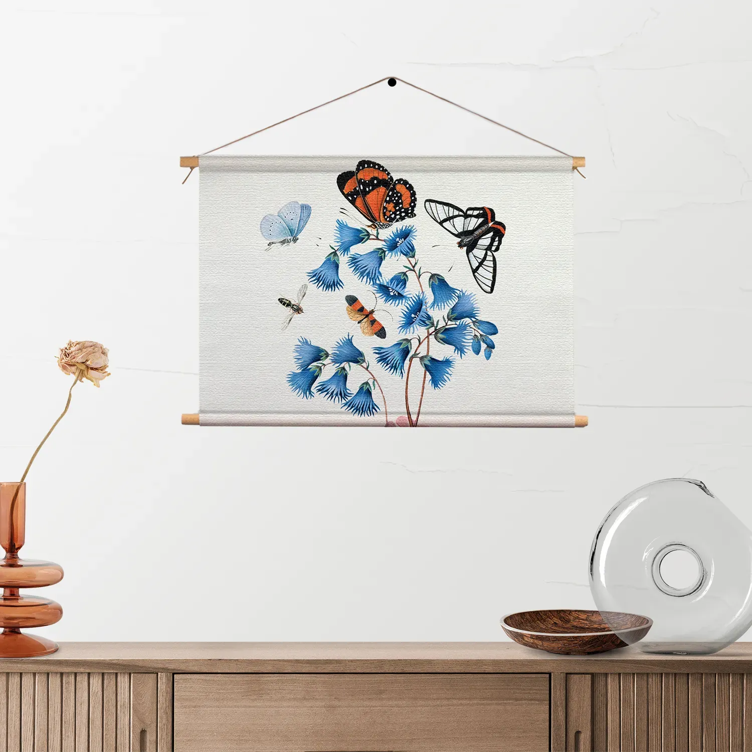 Textielposter Prent Natuur Vogel en Bloemen 04 Rechthoek Horizontaal Template TP 50 70 Horizontaal Vintage 4 2