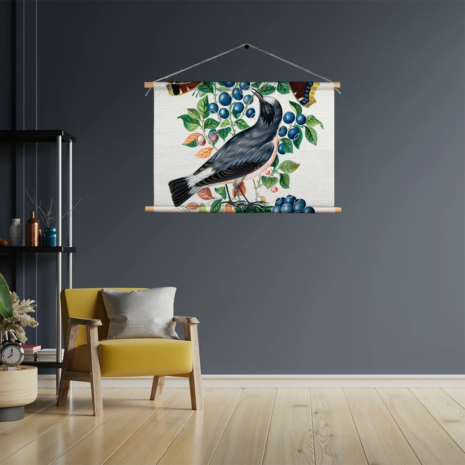 Textielposter Prent Natuur Vogel en Bloemen 06 Rechthoek Horizontaal Template TP 50 70 Horizontaal Vintage 6 3