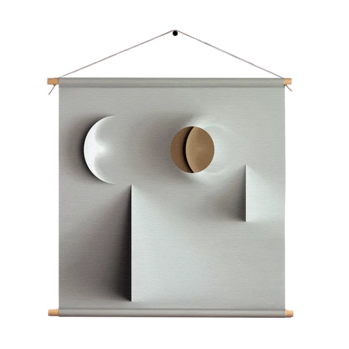 Textielposter Scandinavisch Wit met Goudkleurig Element Vierkant Template TP Vierkant Abstract 01 1