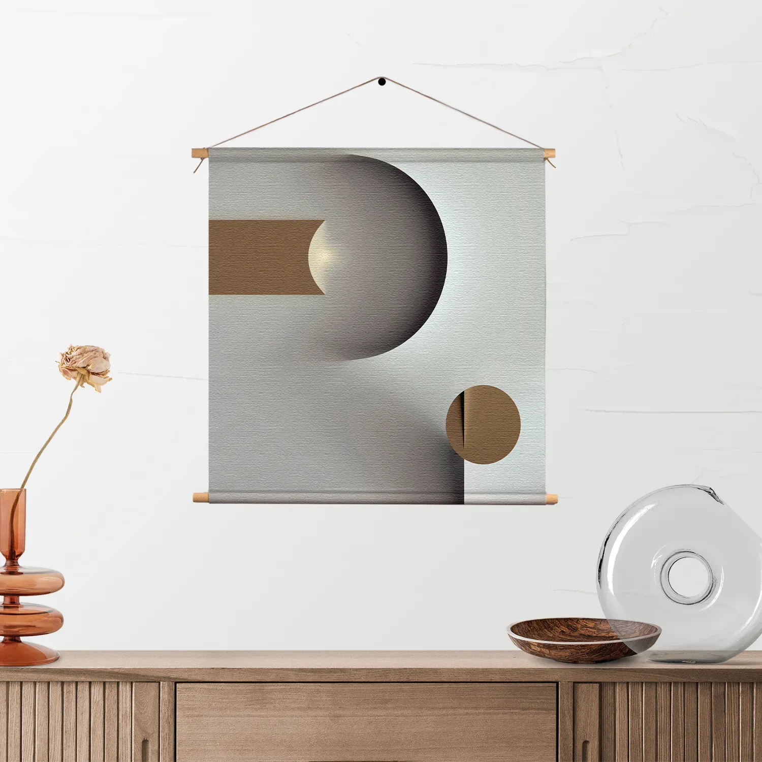 Textielposter Scandinavisch Wit met Goudkleurig Element 03 Vierkant Template TP Vierkant Abstract 101 2