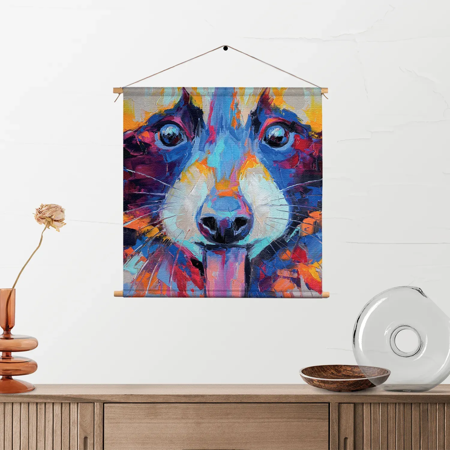 Textielposter Vossenkop Kunst 02 Vierkant Template TP Vierkant Abstract 102 2