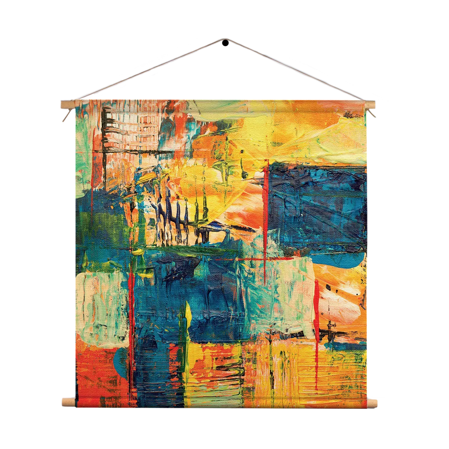 Textielposter Kunst Mondriaan Stijl Kleurrijk Vierkant Template TP Vierkant Abstract 103 1