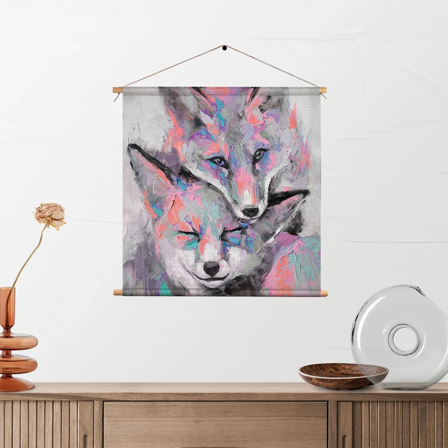 Textielposter De Schattige Vosjes Vierkant Template TP Vierkant Abstract 105 2