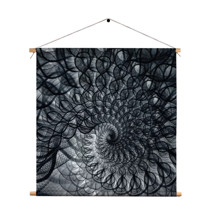 Textielposter Zwart Witte Spiraaltunnel Vierkant Template TP Vierkant Abstract 107 1