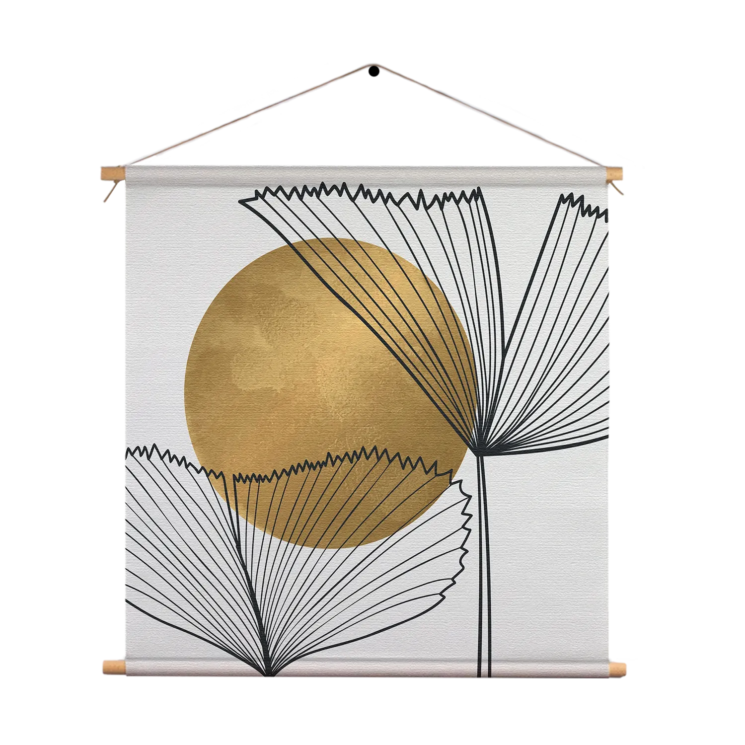 Textielposter Scandinavisch Design Plant met Goud Element 01 Vierkant Template TP Vierkant Abstract 112 1