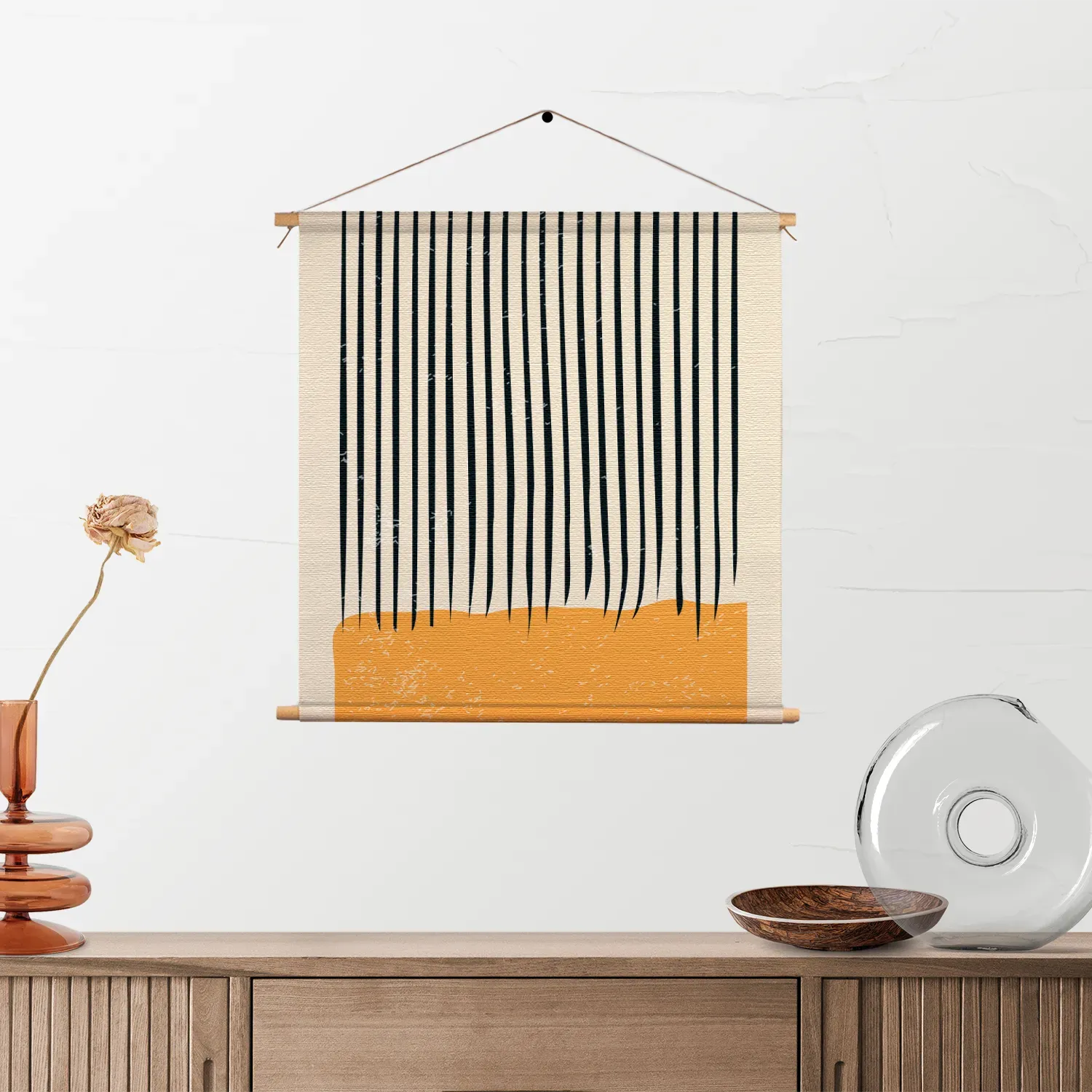 Textielposter Scandinavisch Oranje Zwart Vierkant Template TP Vierkant Abstract 115 2