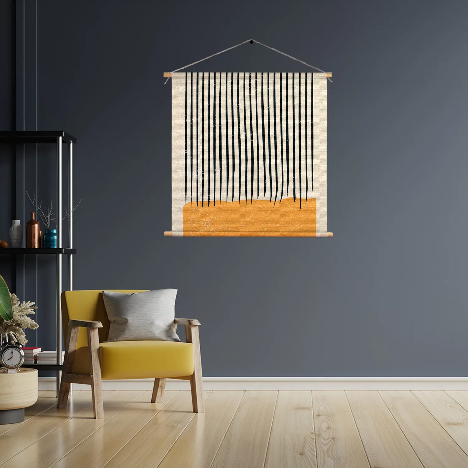 Textielposter Scandinavisch Oranje Zwart Vierkant Template TP Vierkant Abstract 115 3